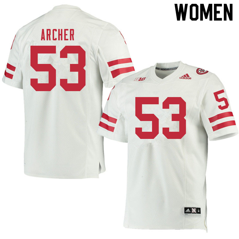 Women #53 Jake Archer Nebraska Cornhuskers College Football Jerseys Sale-White